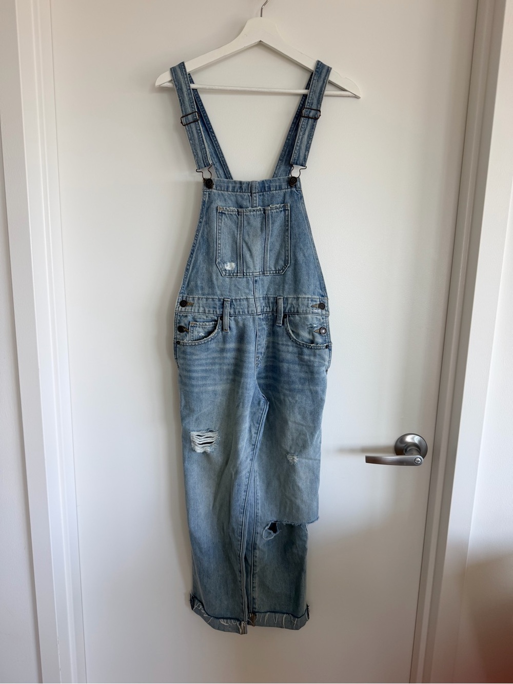 Lucky Brand Light Blue Denim Cropped Overalls Size 0 XSmall